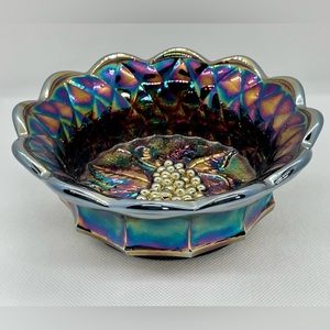 Colbalt Amethyst Carnival Glass bowl